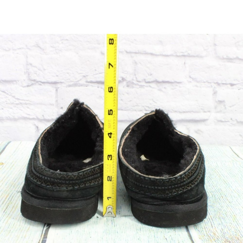 UGG Australia Tasman Black Suede Slip On Shearling Lined Slippers Size 12 - Picture 6 of 10